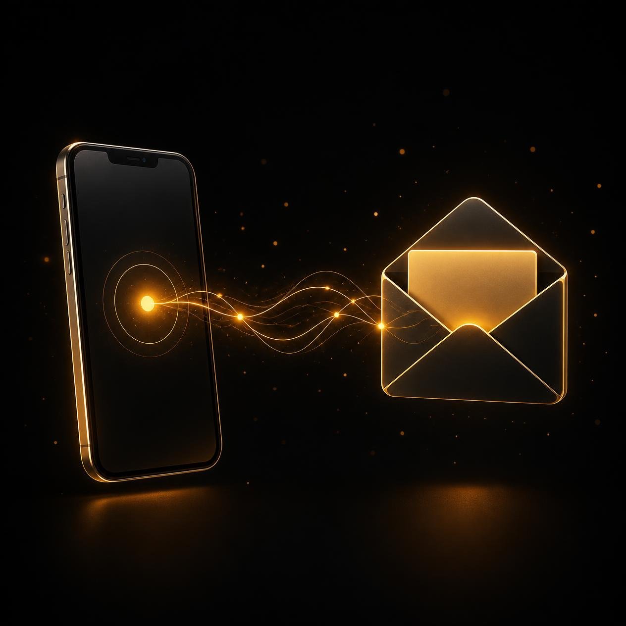 Smartphone showing email and SMS review request messages